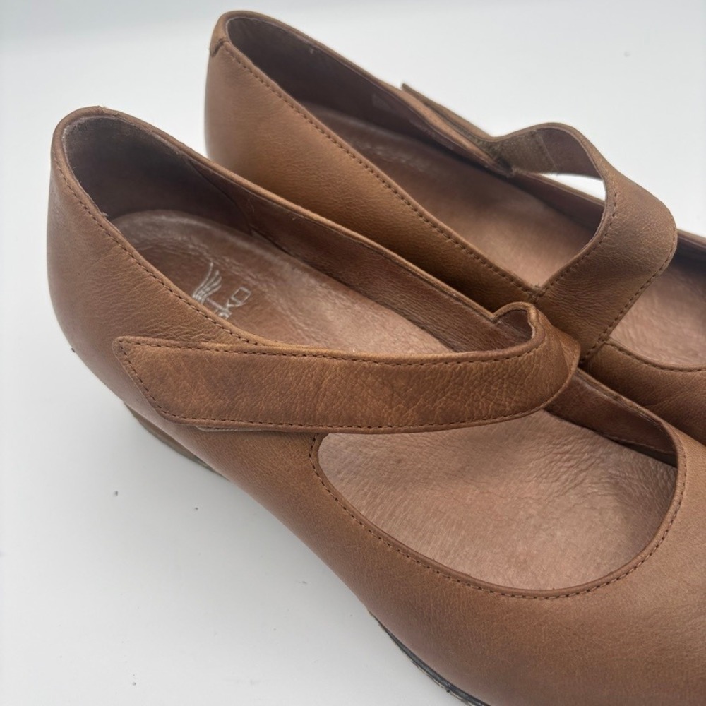 Dansko Lanie Mary Jane Women Sz 38 Brown Leather Wedge Comfort Shoes - Picture 12 of 14